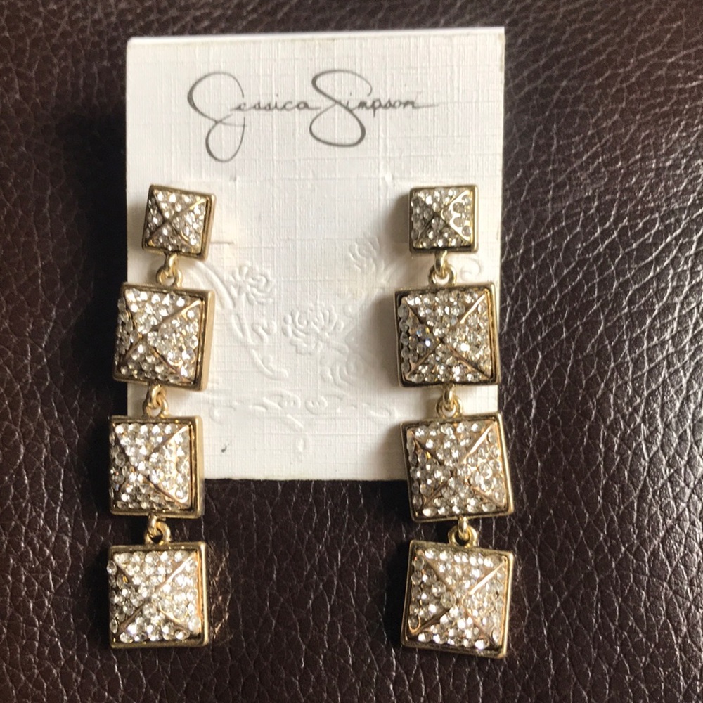 Earrings new gold-tone and clear stones